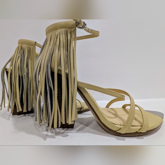 NWOT Ash Beige Strappy Fringe Heels - Picture 2 of 10